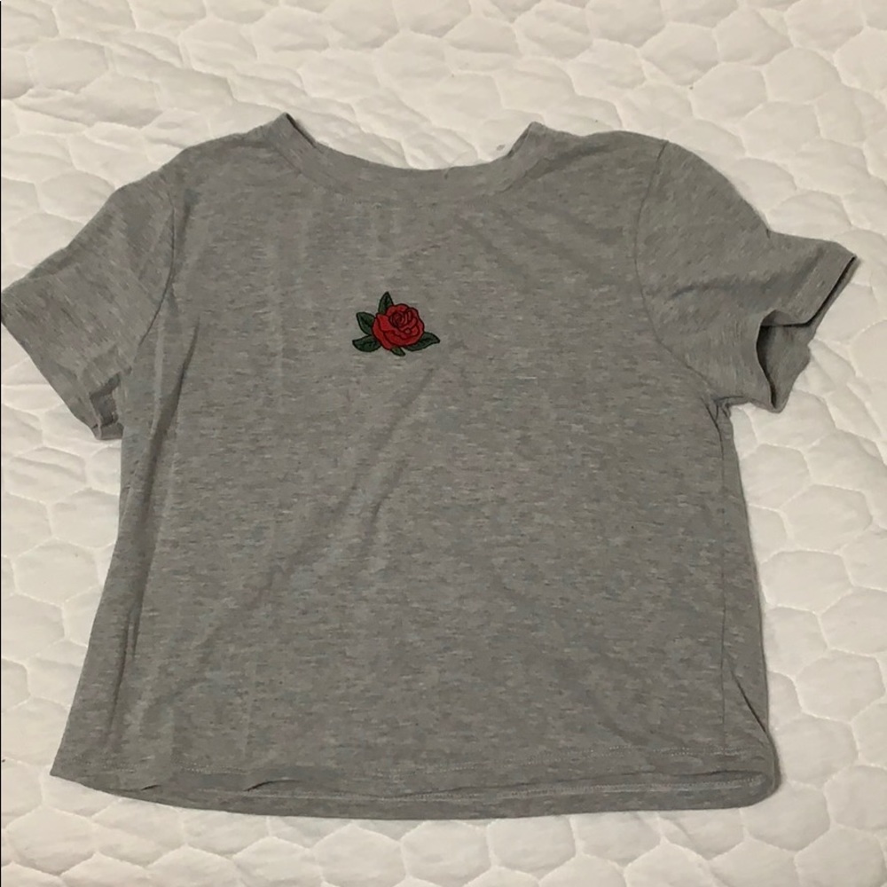 Grey Rose Crop Top